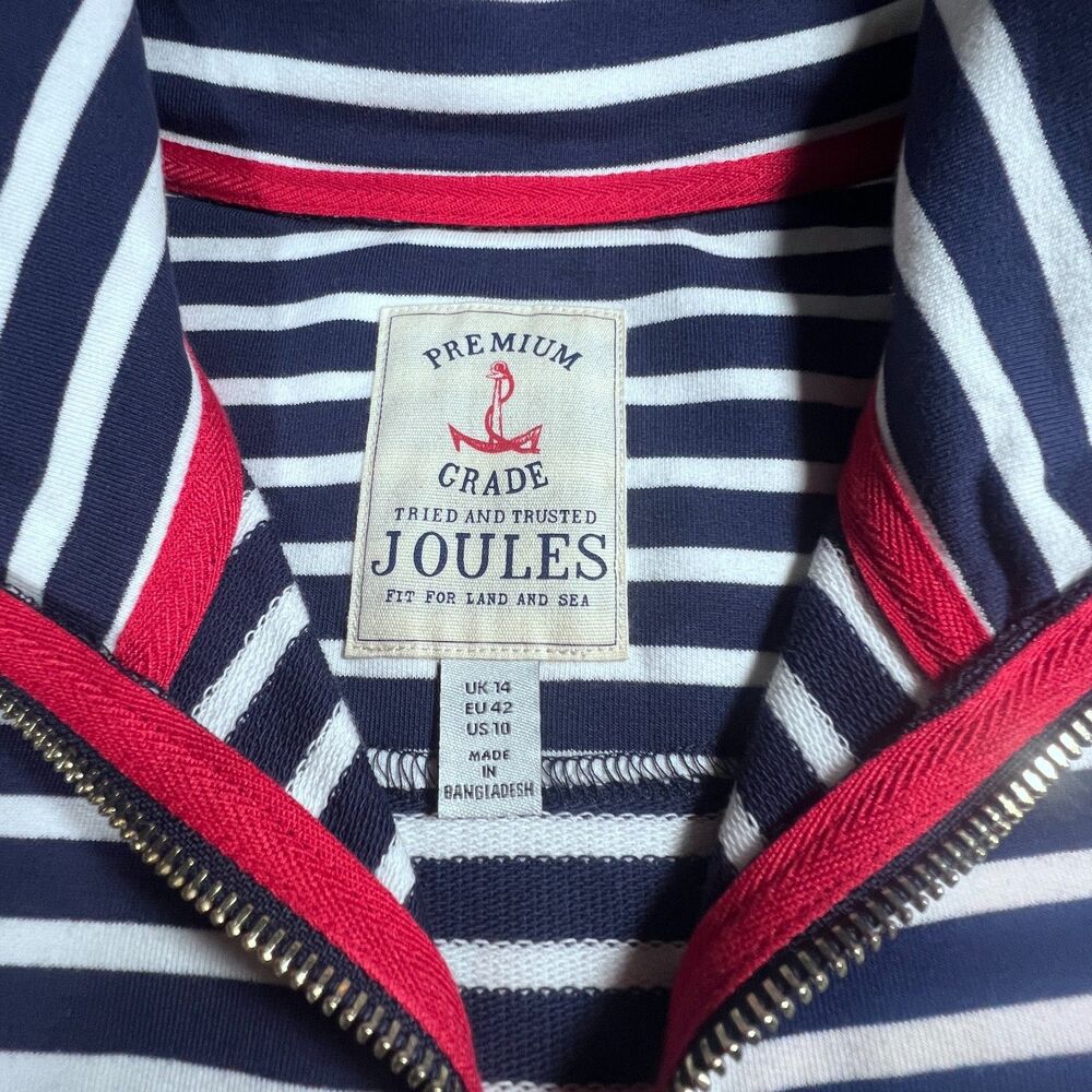 Joules Women's Oakley Full Zip Sweatshirt Jacket Pink Gray Stripe US 10 - Picture 2 of 11